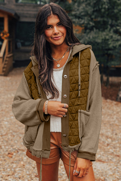 Carrie Quilt Hoodie (Brown/Ivory)