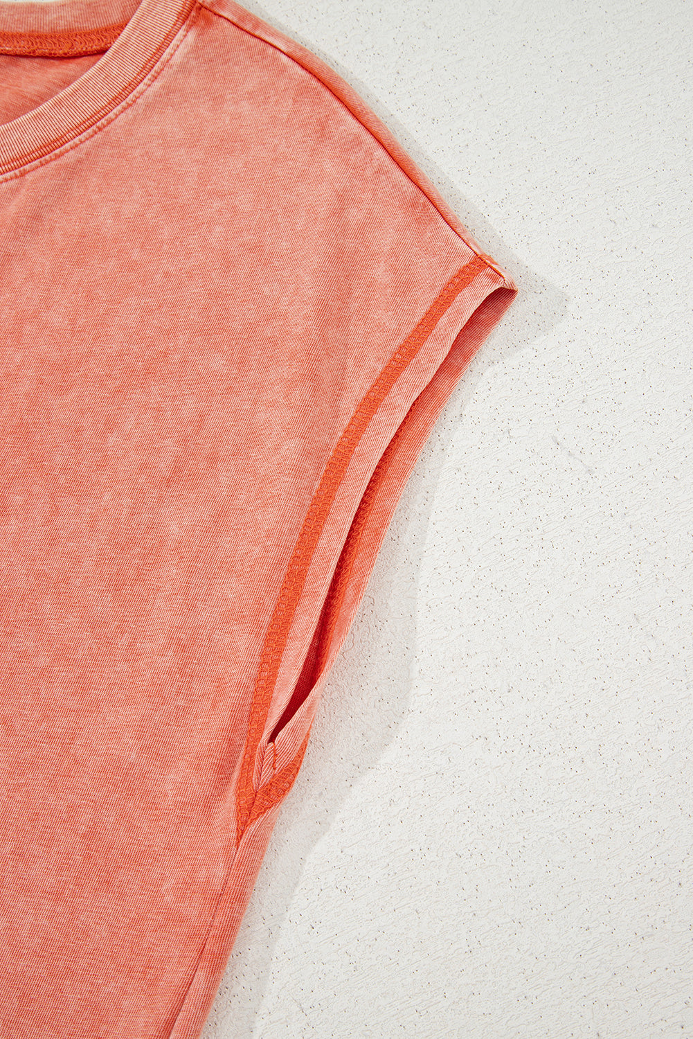 Mineral Wash Pocket Shirt Long Dress (Orange)