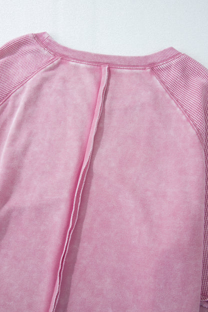 Oversized Waffle Sweatshirt (Pink)