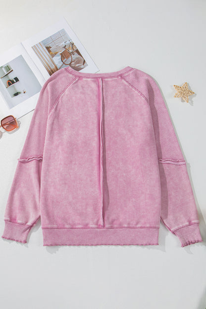 Oversized Waffle Sweatshirt (Pink)