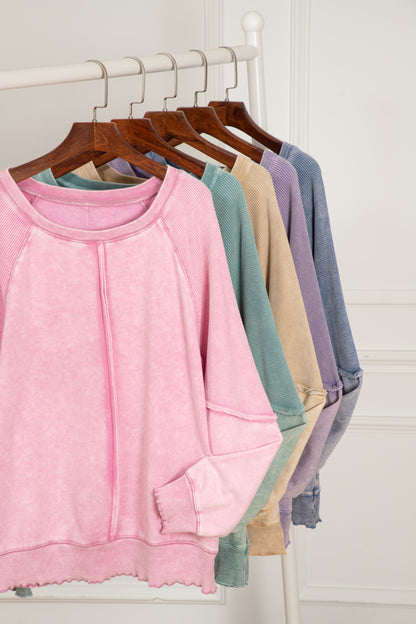 Oversized Waffle Sweatshirt (Tan)