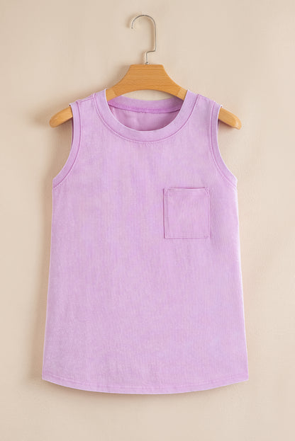 Mineral Wash Patch Tank Top (Orchid)