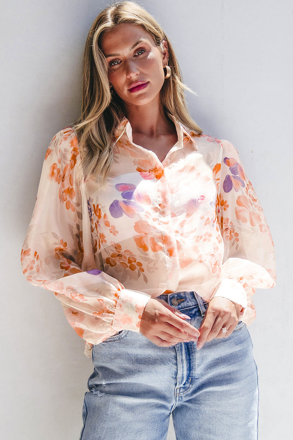 Floral Fling Balloon Sleeve Top