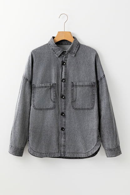 Grey Mineral Wash Denim Jacket