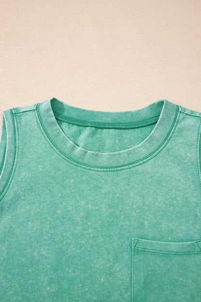 Mineral Wash Patch Tank Top (Green)