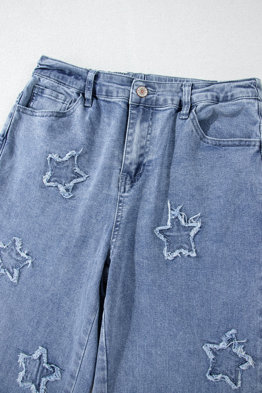 Foiled Star Patchwork Straight Leg Loose Jeans