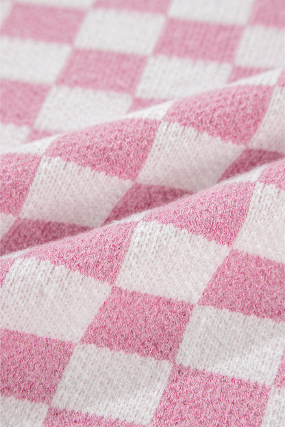 Cozy Blush Checkered Charm Sweater