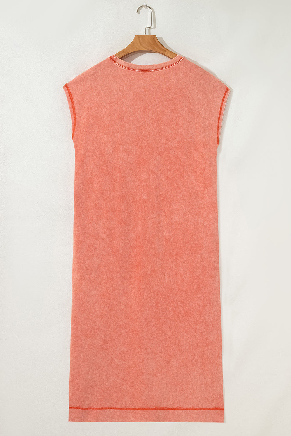 Mineral Wash Pocket Shirt Long Dress (Orange)