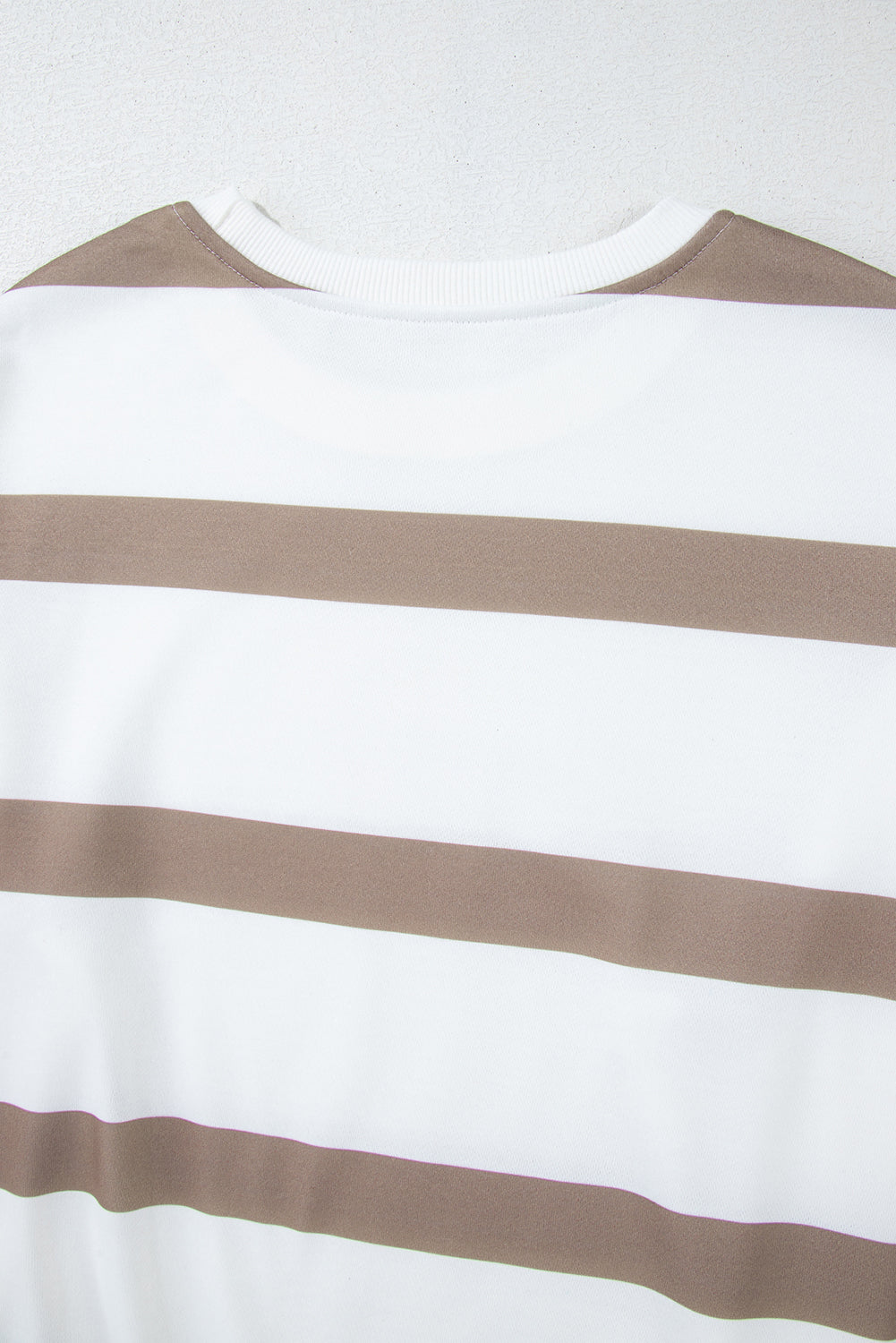 Beige Striped Drop Shoulder Pullover and Jogger Pants Set