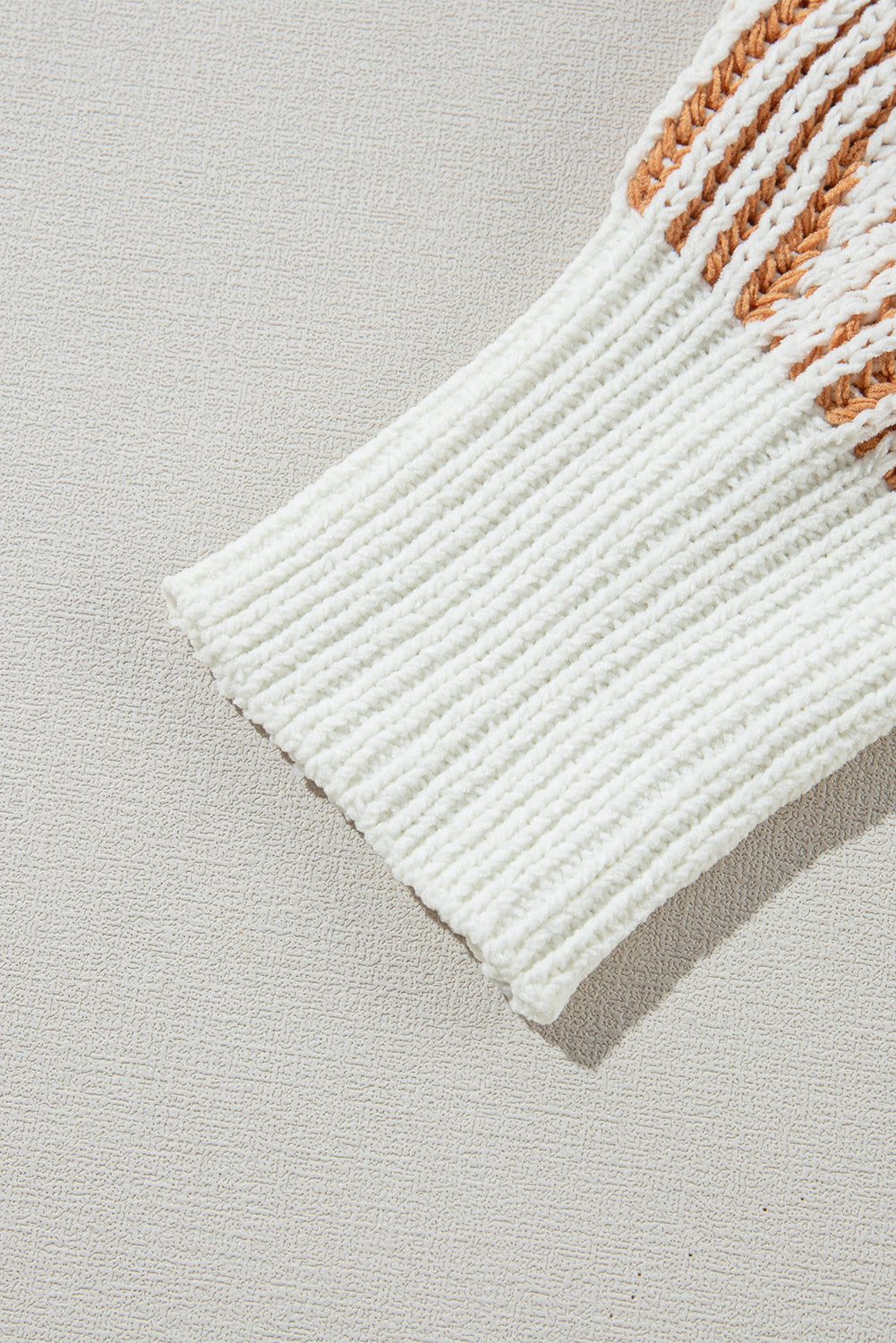 Beige Striped Knit Contrast Loose Sweater