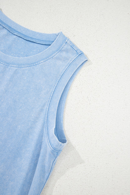 Mineral Wash Pocket Tank Dress (Blue)